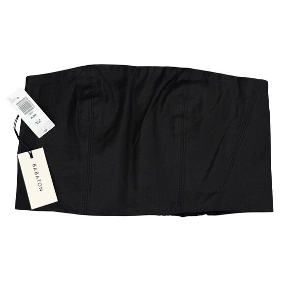 NWT BABATON Aritzia Albie Linen Blend Tube Top Size Small Black - Picture 2 of 5